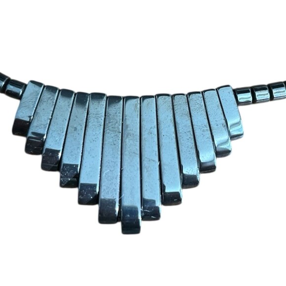 Vintage Hemalite Necklace Art Deco Style Tapered Panel Bead 16” - Picture 3 of 3